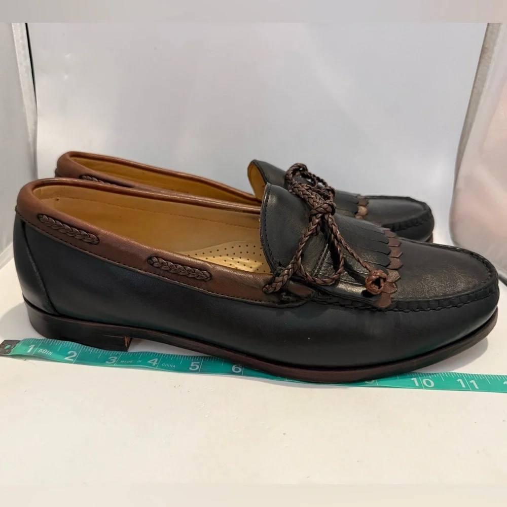 Allen Edmonds Woodstock Black & Brown Leather Braid Loafers sz 11.5 EEE - Picture 2 of 10